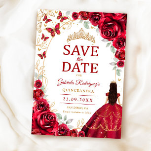 Reserve A Data Quinceanera Vermelho Dourado Floral