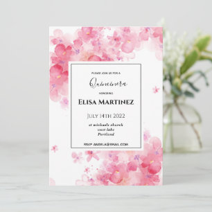 Reserve A Data quinceera romântica floral rosa de casamento