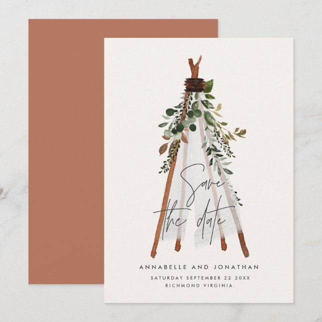 Reserve A Data Quintal de peão botânico moderno (Frente/Verso)