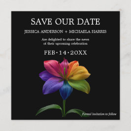 Reserve A Data 🌈 Rainbow Lily Save the Date — Square