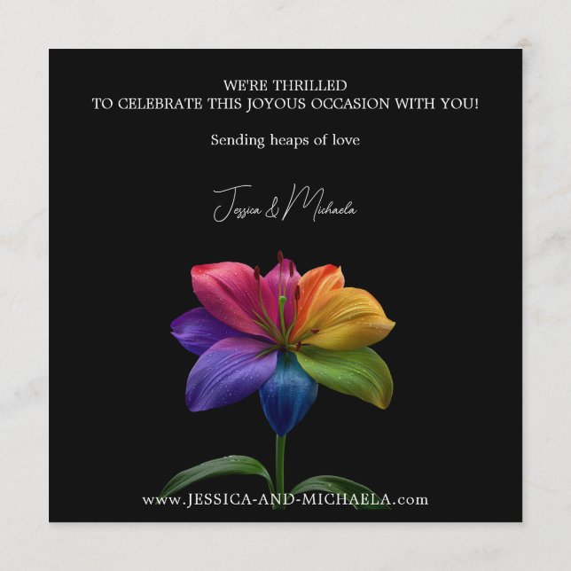 Reserve A Data 🌈 Rainbow Lily Save the Date — Square (Verso)