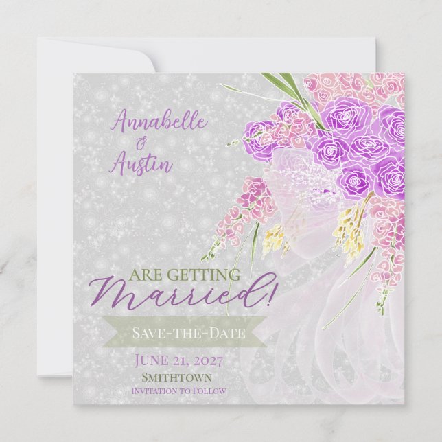 Reserve A Data Ramalhete de arco transparente Rosa Coquette   (Frente)