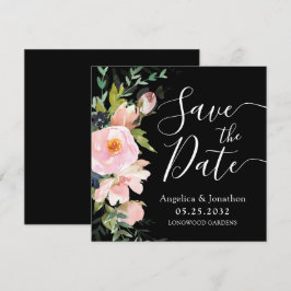 Reserve A Data Ramalhete Floral Rosa Bege e Preto Salve a Data