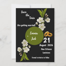 Reserve A Data Ramo de Flor de Sakura Branco Elegante para Salvar