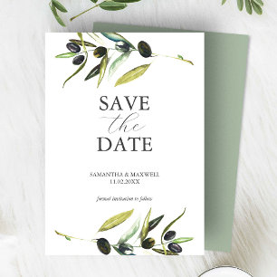 Reserve A Data Ramo de Oliveira em Aquarela Moderna Save The Date