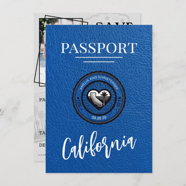 Reserve A Data Real Blue California Passport Salvar a data (Frente/Verso)