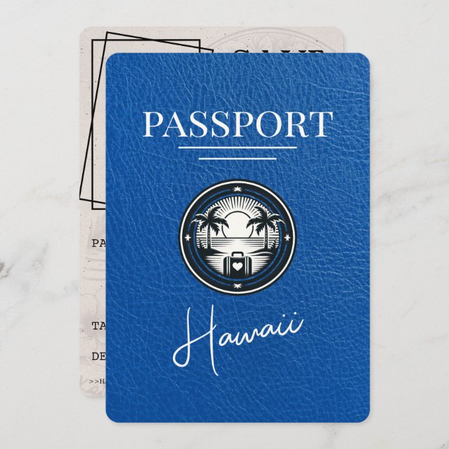 Reserve A Data Real Blue Hawaii Passaporte Salvar Data (Frente/Verso)