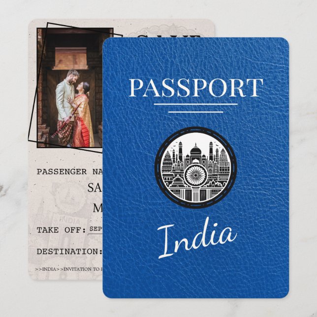 Reserve A Data Real Blue India Passport Salvar a data (Frente/Verso)