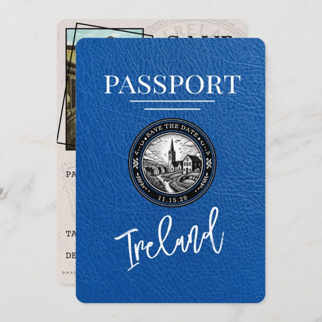 Reserve A Data Real Blue Ireland Passaporte Salvar A Data (Frente/Verso)