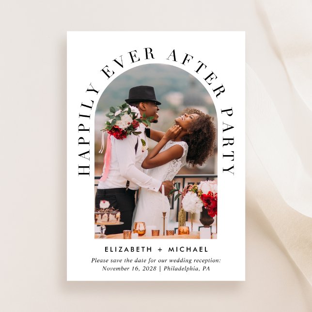 Reserve A Data Recepção de casamento de Fotografia em Arch Elegan (Celebrate your love story with a reception save the date showcasing your photo in an arch frame)