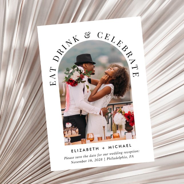 Reserve A Data Recepção de casamento de Fotografias de Arch na mo (Celebrate your love story with a reception save the date showcasing your photo in an arch frame)