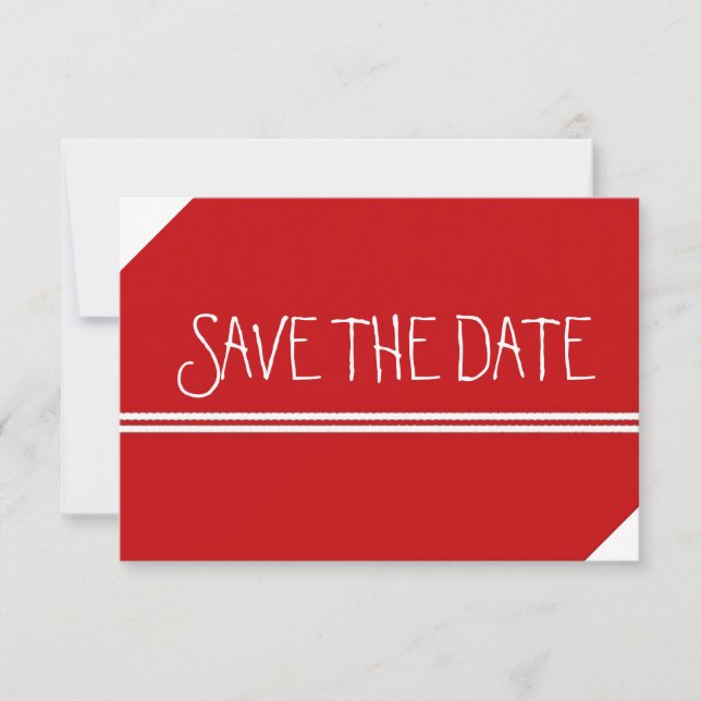Reserve A Data Red and White Save the Date (Salvar a data em verm (Frente)