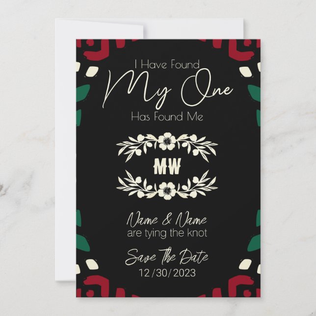 Reserve A Data Red Black Green Tribal African Save Date (Frente)