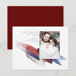 Reserve A Data Red Blue e Dourado Modern Salvem a Foto da Data