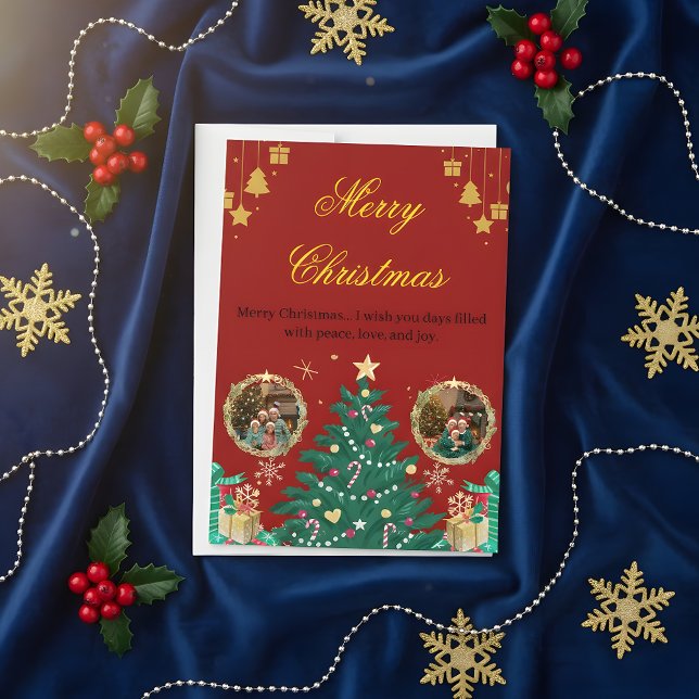 Reserve A Data Red Family Christmas Greeting Card (Criador carregado)