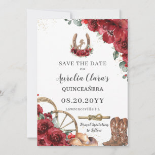 Reserve A Data Red Floral Wild West Horse Charro Quinceañera