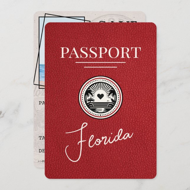 Reserve A Data Red Florida Passport Salvar a Data (Frente/Verso)