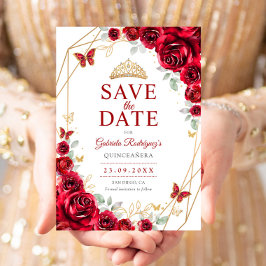 Reserve A Data Red Gold Quinceanera Floral