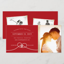 Reserve A Data Red Knot Dupla Felicidade Foto de Casamento Chines