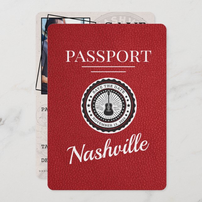 Reserve A Data Red Nashville Passport Salvar A Data (Frente/Verso)