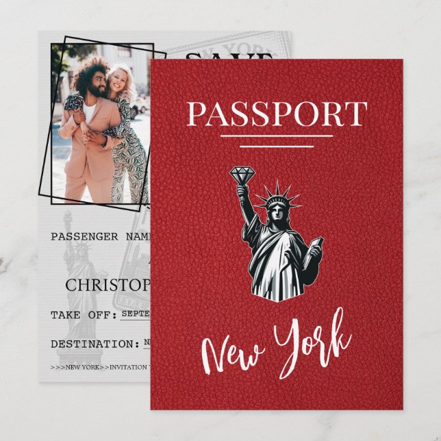 Reserve A Data Red Nova Iorque Passport Salvar a Data (Frente/Verso)