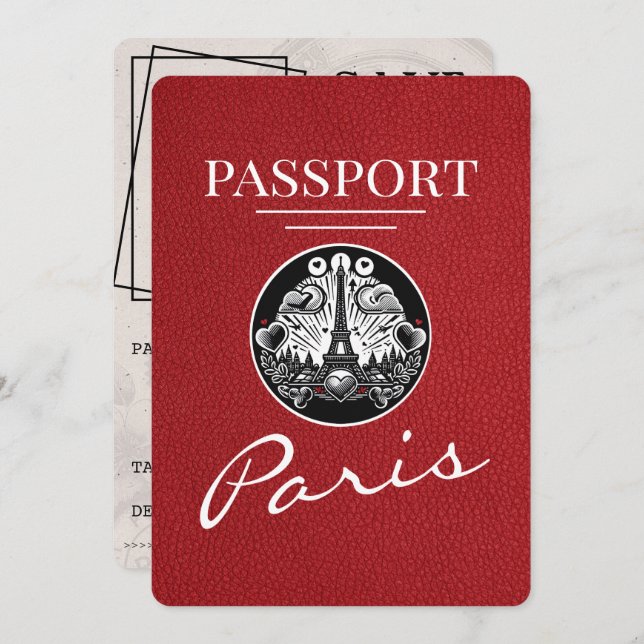 Reserve A Data Red Paris Passaporte Salvar Data (Frente/Verso)