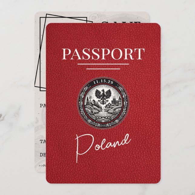 Reserve A Data Red Polônia Passport Salvar a Data (Frente/Verso)