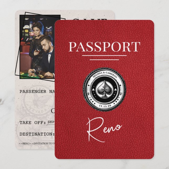 Reserve A Data Red Reno Passport Salvar a Data (Frente/Verso)