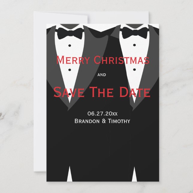 Reserve A Data Red Save The Date Christmas Cards Gay Casamento (Frente)