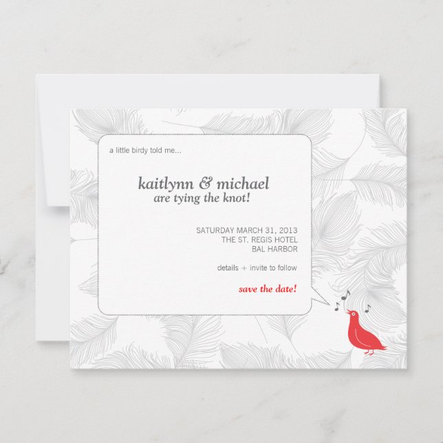 Reserve A Data Red Songbird Save the Date Card (Frente)