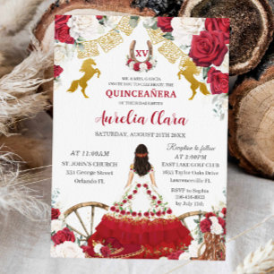 Reserve A Data Red White Floral Wild West Charro Quinceañera XV
