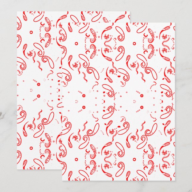 Reserve A Data Red White Paisley Pattern – Folk Art Floral Print (Frente/Verso)