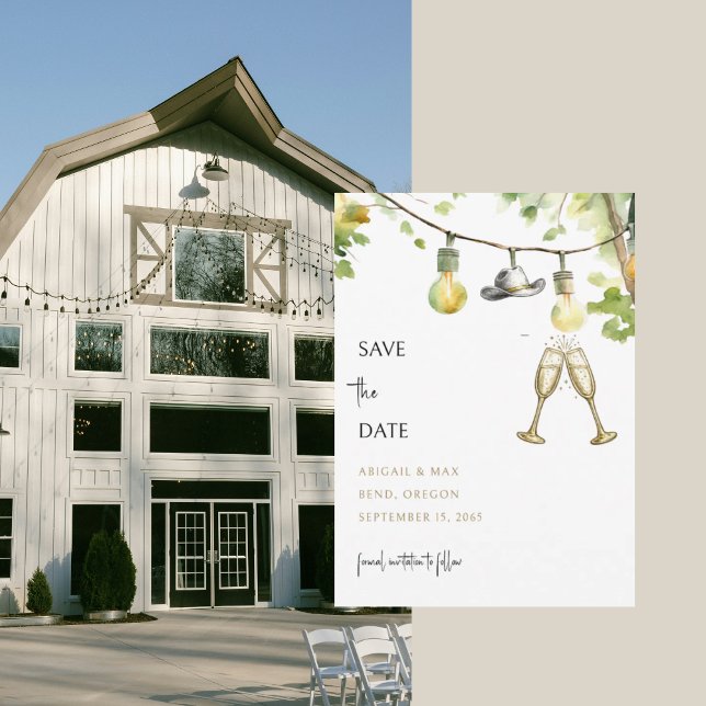 Reserve A Data Redneck Wedding Cowboy Hat Save the Date (Criador carregado)