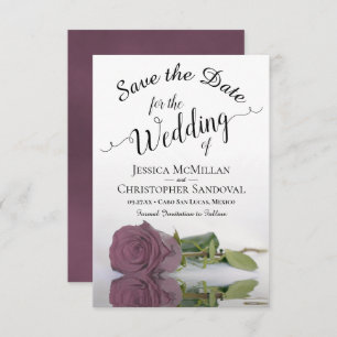 Reserve A Data Refletindo Casamento com Flor Romântica Rosa Dusty