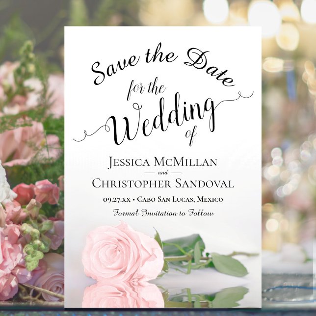 Reserve A Data Refletindo Casamento Romântico Rosa Rosa Rosa Esbr (Criador carregado)