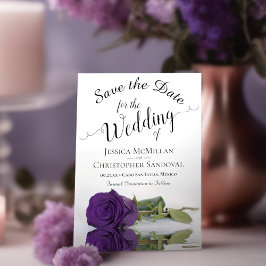 Reserve A Data Refletindo Casamento Romântico Rosa Roxo Real