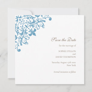 Reserve A Data Regency French Blue Fleur de Wedding Salvar Data