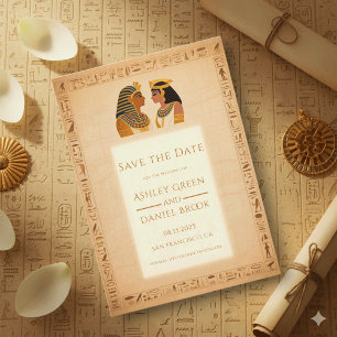 Reserve A Data Rei e Rainha de Hieróglifo Antigo Casamento Egípci