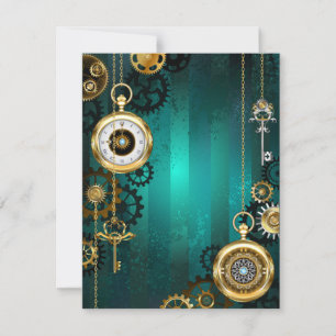 Reserve A Data Relógio de Joia Steampunk em um Fundo Verde