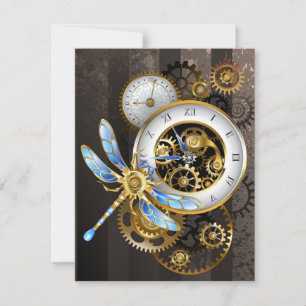 Reserve A Data Relógio Steampunk com Libélula Mecânica