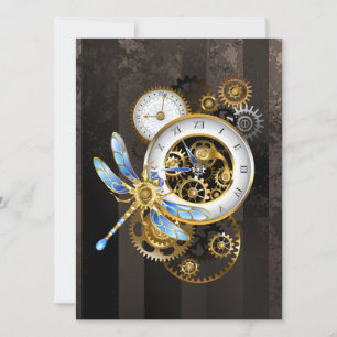 Reserve A Data Relógio Steampunk com Libélula Mecânica