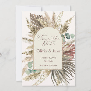 Reserve A Data Relvado de Grama Pampas Salve a Data Boho Rústic