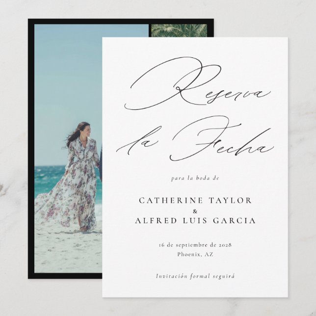 Reserve A Data Reserva La Fecha - Casamento Fotográfico Espanhol (Frente/Verso)