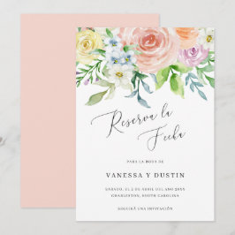Reserve A Data Reserva La Fecha Floral Watercolor Casamento espan