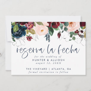 Reserve A Data Reserva La Fecha Moderno FloralConvite Salvar