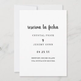 Reserve A Data Reserva la Fecha Simples Espanhol Negro e Branco