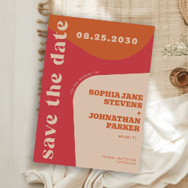 Reserve A Data Retro 70s red orange beige wedding