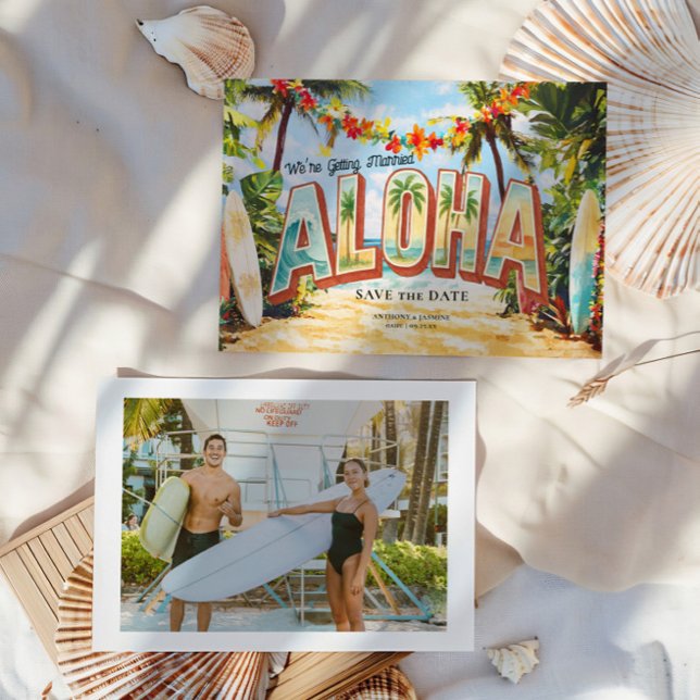 Reserve A Data Retro Beach | Casamento Tropical Aloha (Criador carregado)
