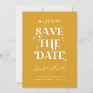 Reserve A Data Retro Canary Yellow Save The Date Card