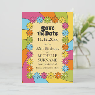 Reserve A Data Retro Colorful Flowers 60s Groovy Theme Inspired